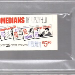 AL HIRSCHFELD HAND SIGNED COMEDIANS STAMP BOOK                PSA SLABBED