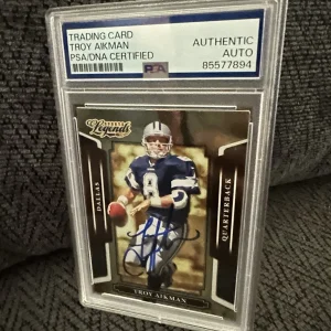 Troy Aikman Signed 2008 Donruss Sports Legends Card #21 PSA /DNA Slab COA