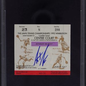 Andre Agassi Signed 1992 Wimbledon Champion 1st Grand Slam Ticket PSA GM 10 AUTO