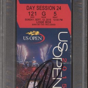 Novak Djokovic Signed 2015 US OPEN FINAL CHAMPION Ticket Stub PSA GEM MT 10 AUTO