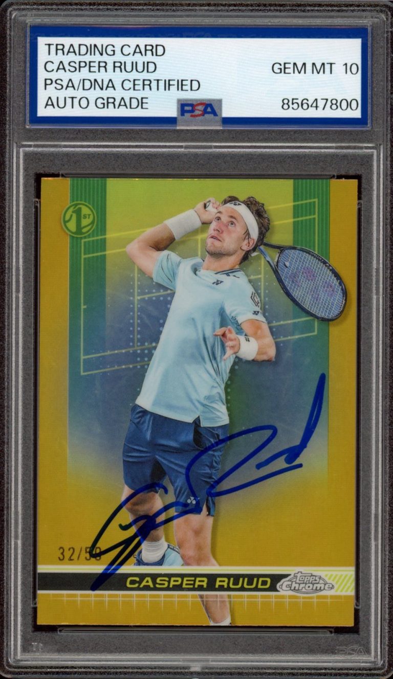 2024 Topps Chrome #75 Casper Ruud Signed 1st Gold Refractor /50 PSA GEM 10 AUTO