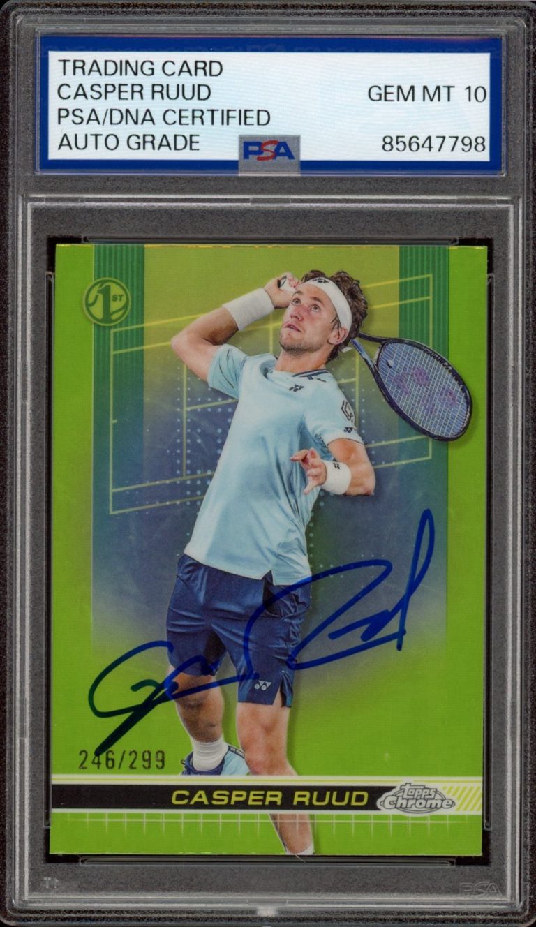 2024 Topps Chrome #75 Casper Ruud Signed 1st Lime Refractor /299 PSA GEM 10 AUTO