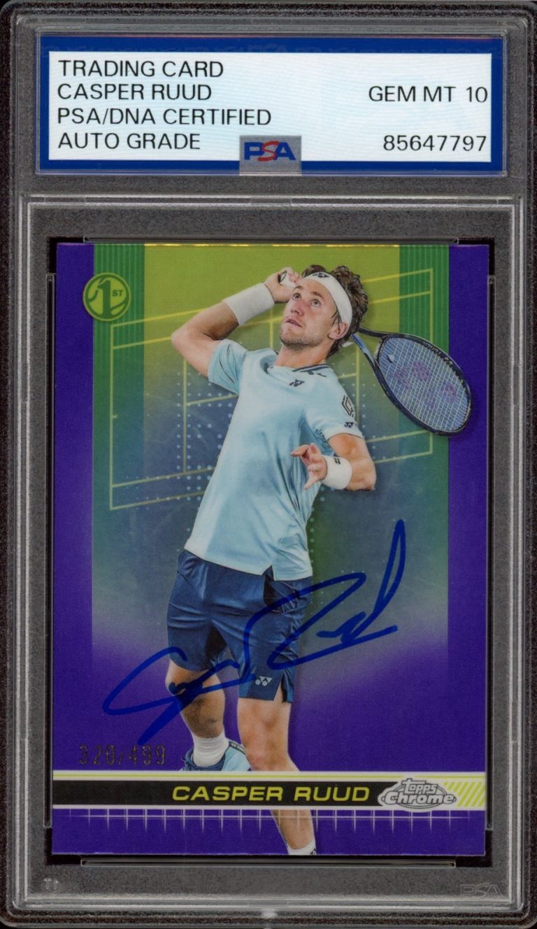 2024 Topps Chrome Casper Ruud Signed 1st Purple Refractor /499 PSA GEM 10 AUTO