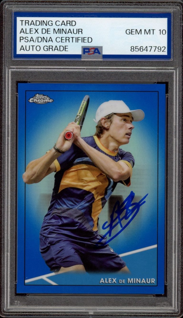 2021 Topps Chrome #16 Alex De Minaur Blue Refractor /99 Rookie PSA GEM 10 AUTO