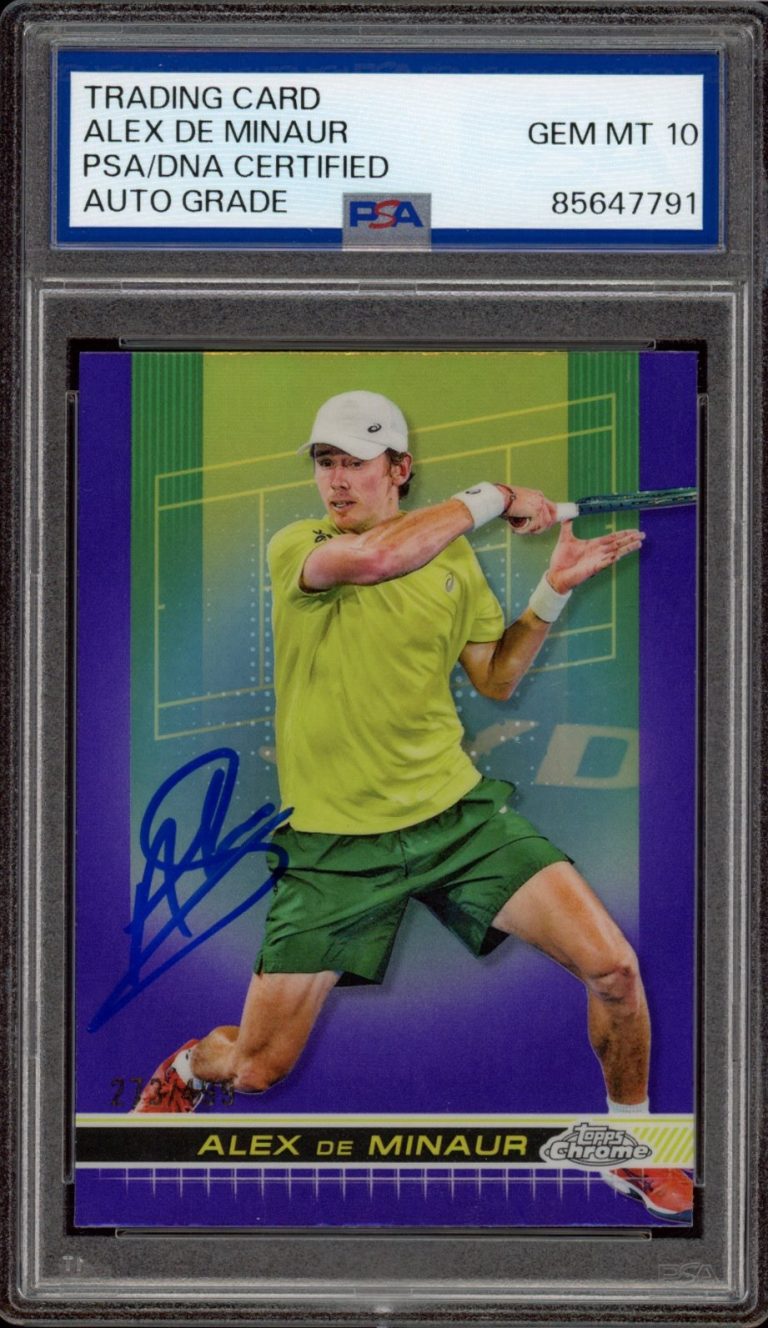 2024 Topps Chrome #98 Alex De Minaur Purple Refractor /499 Card PSA GEM 10 AUTO