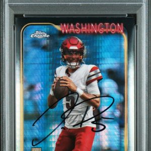 Jayden Daniels Autographed 2024 Topps Chrome Prism Refractor #201 Auto PSA/DNA