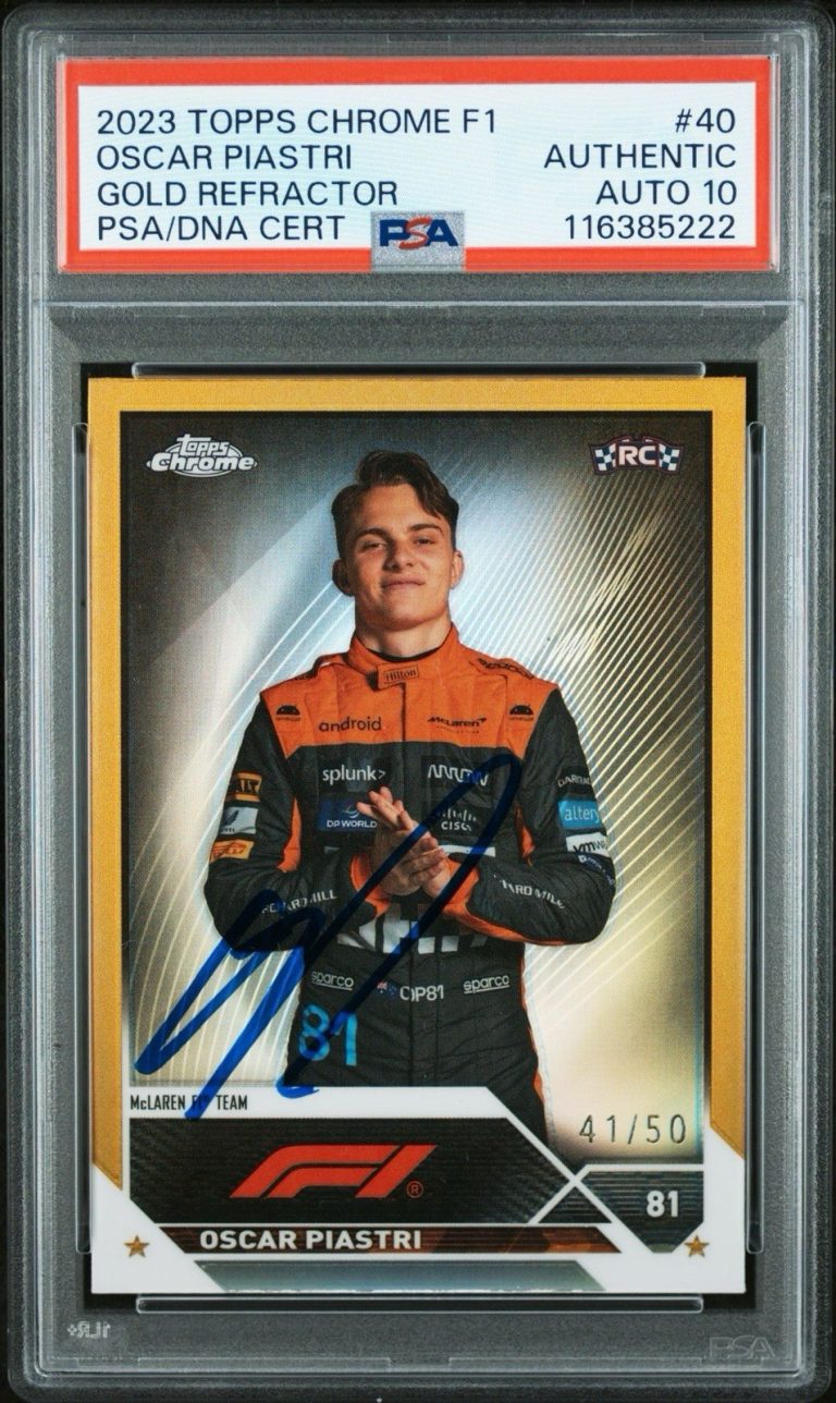 2023 Topps Chrome F1 #40 Oscar Piastri Gold Refractor Rookie /50 PSA GEM 10 AUTO