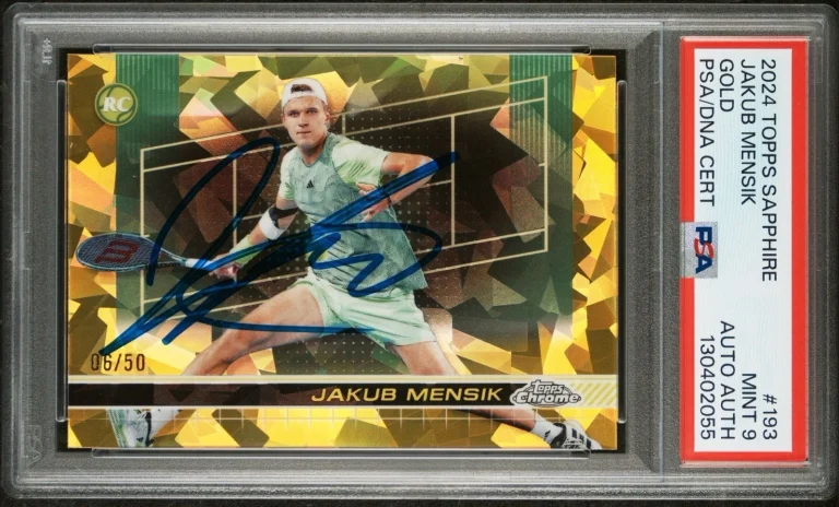 2024 Topps Chrome Tennis #193 Jakub Mensik Gold Sapphire Rookie /50 Auto PSA 9