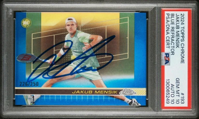 2024 Topps Chrome #193 Jakub Mensik Blue Refractor Rookie /250 Auto PSA 10/10 RC