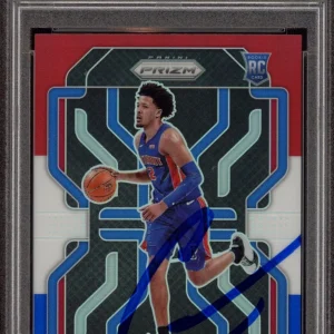 2021 Panini Prizm #282 Cade Cunningham Red/White/Blue Rookie Auto PSA 10 RC