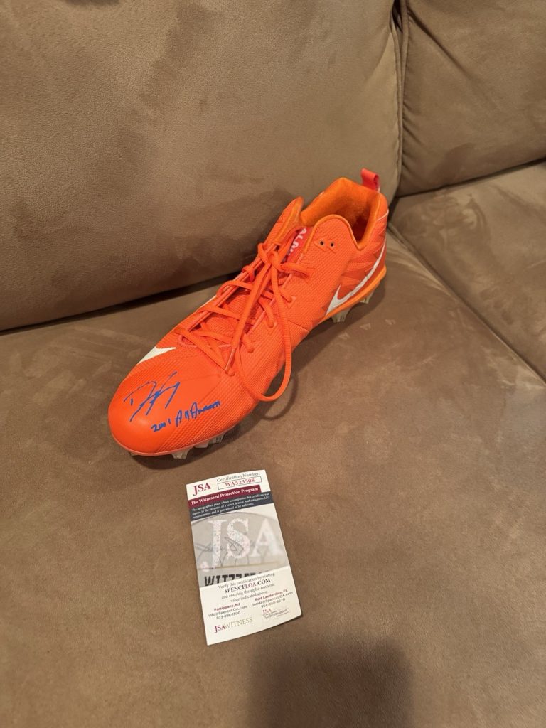 Signed Autographed Dwight Freeney Cleat JSA Syracuse Orange 2001 All American
