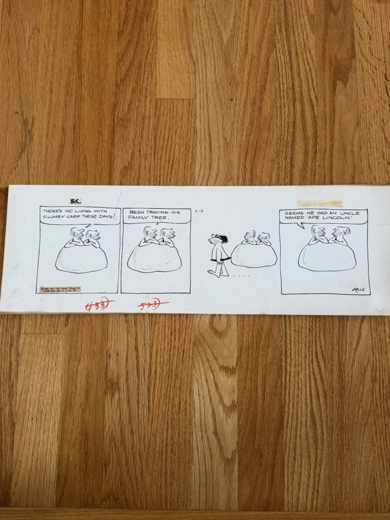 AWESOME B.C. ORIGINAL DAILY COMIC STRIP ART Johnny Hart 2/12/1960