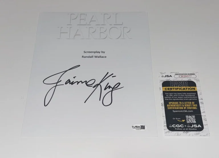 JAIME KING SIGNED PEARL HARBOR FULL MOVIE SCRIPT JSA COA