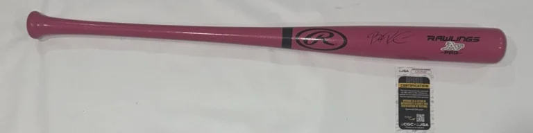 BRENT ROOKER SIGNED FULL SIZE PINK RAWLINGS BAT OAKLAND ATHLETICS A'S JSA COA