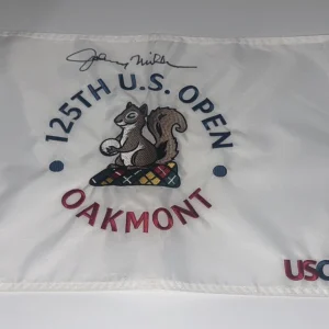 JOHNNY MILLER SIGNED 2025 US OPEN PIN FLAG OAKMONT 1973 CHAMPION JSA COA