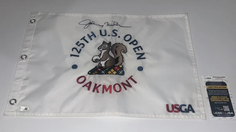 JOHNNY MILLER SIGNED 2025 US OPEN PIN FLAG OAKMONT 1973 CHAMPION JSA COA