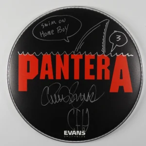 Charlie Benante Pantera JSA  Signed Autograph Drumhead Anthrax