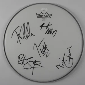 Def Leppard JSA Fully Signed Autograph Drumhead Rick Allen +