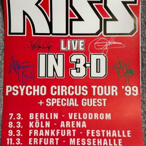 KISS Fully Signed Autograph 1999 German Poster REAL Ace Frehley +