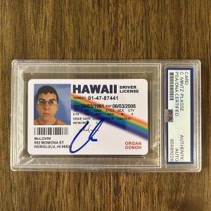‘Christopher Mintz-Plasse’ Signed Mclovin Fake ID License Superbad PSA Slab