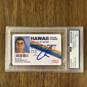 ‘Christopher Mintz-Plasse’ Signed Mclovin Fake ID License Superbad PSA Slab