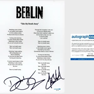 ‘John Crawford & David Diamond’ ‘Berlin’ Band Signed Lyric Sheet ACOA
