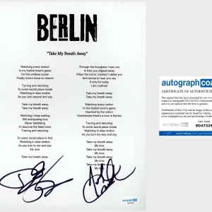 ‘John Crawford & David Diamond’ ‘Berlin’ Band Signed Lyric Sheet ACOA