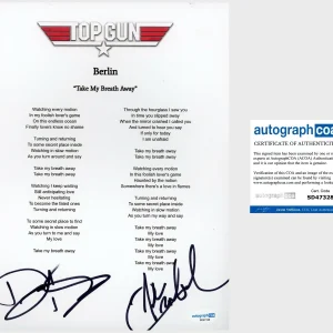 ‘John Crawford & David Diamond’ ‘Berlin’ Band Signed Lyric Sheet ACOA