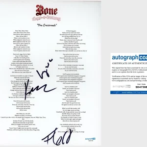 ‘BONE THUGS N HARMONY’ Signed Lyric Sheet ‘Krayzie, Layzie, & Flesh’ ACOA Rap