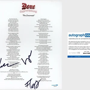 ‘BONE THUGS N HARMONY’ Signed Lyric Sheet ‘Krayzie, Layzie, & Flesh’ ACOA Rap