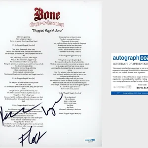 ‘BONE THUGS N HARMONY’ Signed Lyric Sheet ‘Krayzie, Layzie, & Flesh’ ACOA Rap