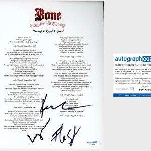‘BONE THUGS N HARMONY’ Signed Lyric Sheet ‘Krayzie, Layzie, & Flesh’ ACOA Rap