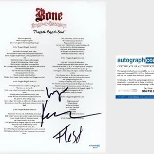 ‘BONE THUGS N HARMONY’ Signed Lyric Sheet ‘Krayzie, Layzie, & Flesh’ ACOA Rap