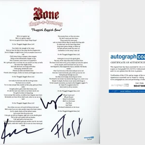 ‘BONE THUGS N HARMONY’ Signed Lyric Sheet ‘Krayzie, Layzie, & Flesh’ ACOA Rap