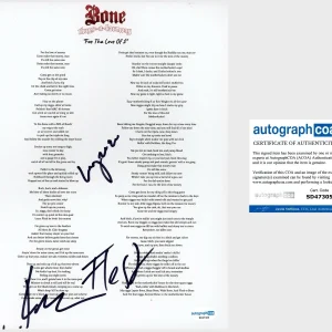‘BONE THUGS N HARMONY’ Signed Lyric Sheet ‘Krayzie, Layzie, & Flesh’ ACOA Rap