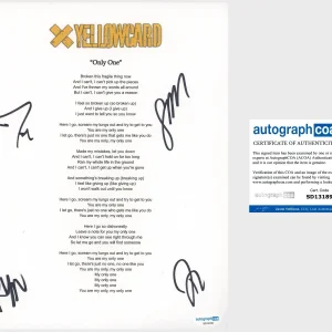 ‘Yellowcard’ Full Band Signed Lyric Sheet ‘Only One’ Ryan Key +3 ACOA