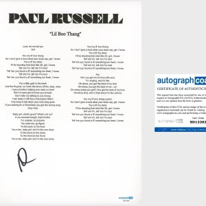 ‘Paul Russell’ Signed Lyric Sheet ‘Lil Boo Thang’ ACOA Pop Singer