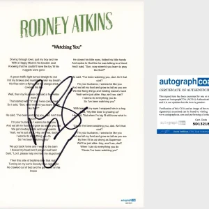 ‘Rodney Atkins’ Signed Lyric Sheet ‘Watching You’ ACOA PROOF