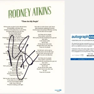 ‘Rodney Atkins’ Signed Lyric Sheet ‘These Are My People’ ACOA PROOF