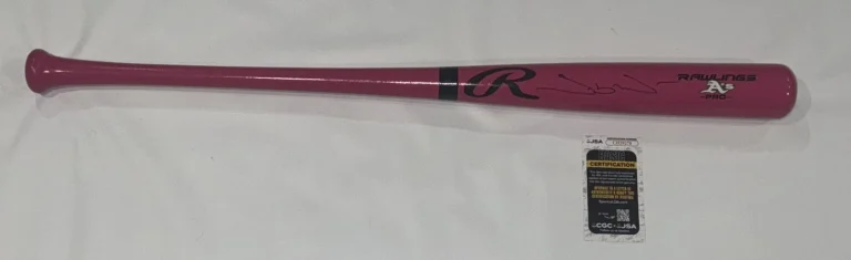 JACOB WILSON SIGNED FULL SIZE PINK RAWLINGS BAT OAKLAND ATHLETICS A'S JSA COA