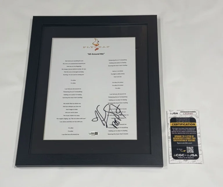 LACEY STURM SIGNED FRAMED ALL AROUND ME LYRIC SHEET FLYLEAF JSA COA