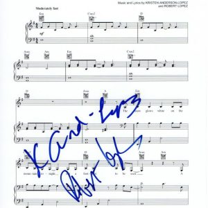 ROBERT LOPEZ, KRISTEN ANDERSON-LOPEZ SIGNED AUTOGRAPH - "LET IT GO" SHEET MUSIC