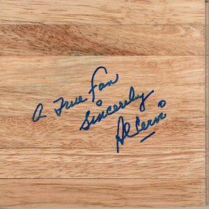 AL CERVI SIGNED AUTOGRAPH - PARQUET FLOORBOARD -HALL OF FAME, SYRACUSE NATIONALS