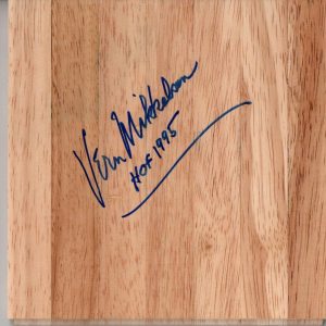 VERN MIKKELSEN SIGNED AUTOGRAPH - PARQUET FLOORBOARD - HALL OF FAME, LAKERS