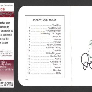 Rory McIlroy Signed Autograph Augusta National Masters Scorecard w/ JSA COA