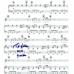 YOKO ONO SIGNED AUTOGRAPH "IMAGINE" SHEET MUSIC - W/ JOHN LENNON BEATLES JSA COA