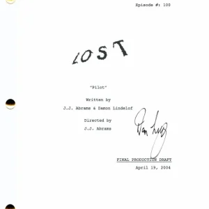 DAMON LINDELOF SIGNED AUTOGRAPH LOST PILOT SCRIPT - JJ ABRAMS, MAGGIE GRACE