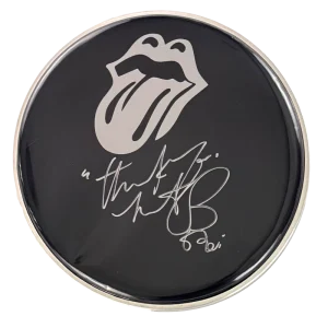 Charlie Watts The Rolling Stones Signed Autograph 10" Logo Drum Head w/ JSA COA