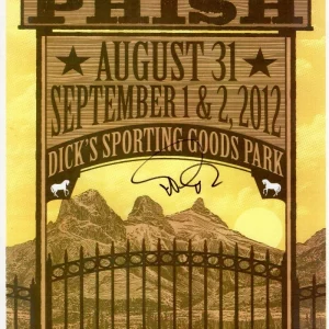 TREY ANASTASIO SIGNED AUTOGRAPH PHISH 8/31/12 9/1/12 9/2/12 CONCERT TOUR POSTER