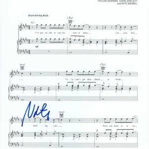 NATE MENDEL SIGNED AUTOGRAPH "BEST OF YOU" SHEET MUSIC - FOO FIGHTERS ONE BY ONE